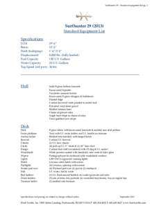 Surfhunter 29 – Standard equipment list pg. 1  SurfhunterStandard Equipment List Specifications LOA