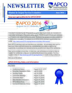 NEWSLETTER Member & Chapter Services Committee JuneHow can I get to Orlando for APCO 2016?