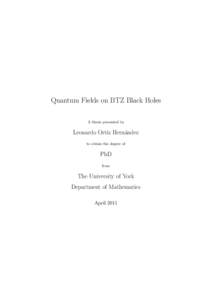 Quantum Fields on BTZ Black Holes A thesis presented by Leonardo Ort´ız Hern´andez to obtain the degree of