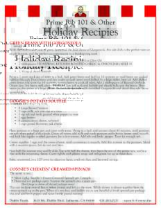 Prime Rib 101 & Other  Holiday Recipies GREEN BEANS WITH GORGONZOLA SERVES 6-8