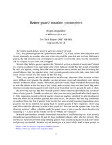 Better guard rotation parameters Roger Dingledine  Tor Tech ReportAugust 20, 2011