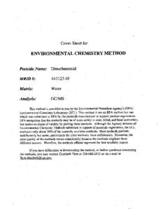 Environmental Chemistry Methods: Dimethenamid; [removed]