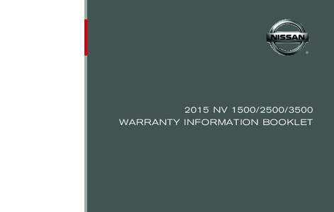 2015 Nissan W61F Full Size Van/Bus NV Passenger & Cargo Warranty Information Book