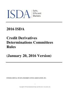 2016 ISDA Credit Derivatives Determinations Committees Rules (January 20, 2016 Version)