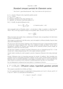 (September 7, [removed]Standard compact periods for Eisenstein series Paul Garrett [removed] http://www.math.umn.edu/˜garrett/m/v/  1.
