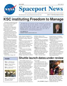 July 26, 2002  Vol. 41, No. 15 Spaceport News America’s gateway to the universe. Leading the world in preparing and launching missions to Earth and beyond.