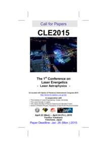Call for Papers  CLE2015 The 1st Conference on Laser Energetics