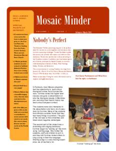 MOSAIC—NEWCOMER FAMILY RESOURCE NETWORK SPECIAL POINTS OF