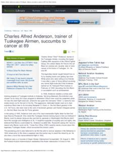 Charles Alfred Anderson, trainer of Tuskegee Airmen, succumbs to cancer at 89 | Jet | Find Articles