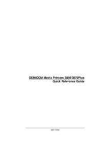 GENICOM Matrix Printers 3850/3870Plus Quick Reference Guide GEK-01009  Safety Information