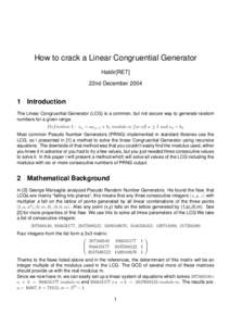 How to crack a Linear Congruential Generator