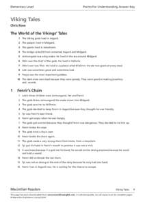 Elementary Level 	  Points For Understanding Answer Key Viking Tales Chris Rose
