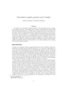 Generalized complex geometry and T-duality Gil R. Cavalcanti∗ and Marco Gualtieri