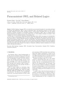 1  Semantic Web journal, under review–0 IOS Press  Paraconsistent OWL and Related Logics