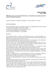 SPARC-RFJuly 31, Status report on SALAF technical activity on X-band linear accelerating structures project at Frascati Laboratories. S. Bini, P. Chimenti, V. Chimenti, R. Di Raddo, V. Lollo, B. Spataro