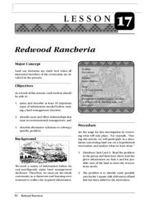 LESSON  17 Redwood Rancheria Major Concept