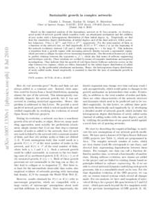 Sustainable growth in complex networks Claudio J. Tessone, Markus M. Geipel, F. Schweitzer arXiv:1007.1330v1 [physics.soc-ph] 8 JulChair of Systems Design, D-MTEC, ETH Zurich, CH-8032 Zurich, Switzerland
