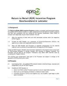 Return to Retail (R2R) Incentive Program Details
