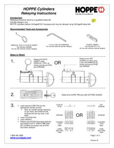 HOPPE Cylinders Rekeying Instructions Introduction Rekeying should be done by a qualified locksmith. Cylinder designs vary. HOPPE cylinders feature Schlage® SC1 keyways and may be rekeyed using Schlage® rekey kits