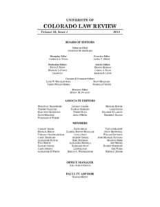 UNIVERSITY OF  COLORADO LAW REVIEW Volume 85, Issue