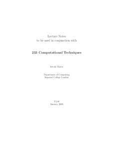 Lecture Notes to be used in conjunction with 233 Computational Techniques  Istv´an Maros