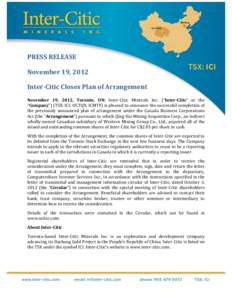 Microsoft Word - #v2-wmg press release re closing plan of arrangement[1].DOC