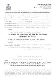 (  CENTRO MUNICIPAL DE CULTURA C/ San Martín, nº  – Haro – La Rioja – Fax: 