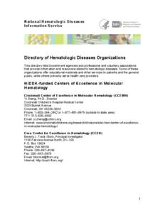 Directory of Hematologic Diseases Organizations