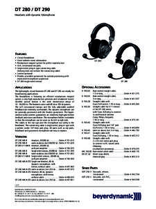 DT[removed]DT 290 Headsets with dynamic Microphone FEATURES • •