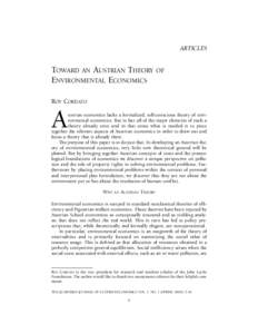 Toward an Austrian Theory of Environmental Economics
