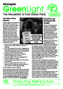 Micklegate  GreenLight The Newsletter of York Green Party The Future of Our Libraries