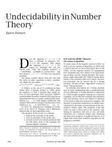 Undecidability in Number Theory Bjorn Poonen D