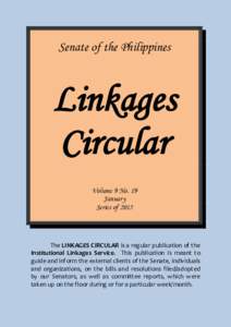 Senate of the Philippines  Linkages Circular Volume 9 No. 19 January