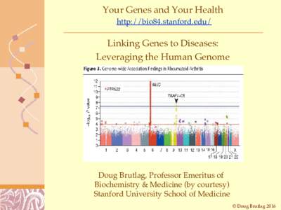 Your Genes and Your Health http://bio84.stanford.edu/ Linking Genes to Diseases: Leveraging the Human Genome