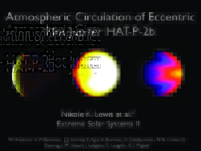 Atmospheric Circulation of Eccentric Hot Jupiter HAT-P-2b Nikole K. Lewis et al.* Extreme Solar Systems II *H. Knutson, A. P. Showman, J. J. Fortney, E. Agol, A. Burrows, D. Charbonneau, N. B. Cowan, D.
