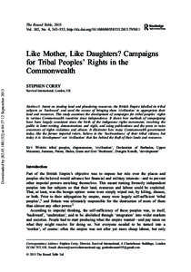 The Round Table, 2013 Vol. 102, No. 4, 343–353, http://dx.doi.org[removed][removed]Like Mother, Like Daughters? Campaigns for Tribal Peoples’ Rights in the Commonwealth