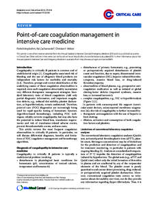 Meybohm et al. Critical Care 2013, 17:218 http://ccforum.com/contentREVIEW  Point-of-care coagulation management in
