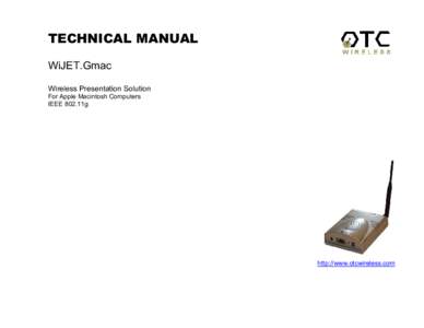 TECHNICAL MANUAL WiJET.Gmac Wireless Presentation Solution For Apple Macintosh Computers IEEE 802.11g