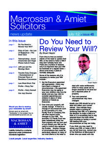 MacAmiet NLetter July12_July12[removed]:10 PM Page 1  Macrossan & Amiet Solicitors news update