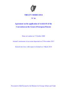 Treaty Series No 16 of 2014