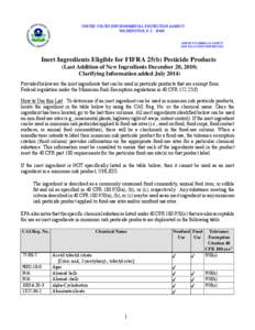 Inert Ingredients Eligible for FIFRA 25(b) Pesticide Products, US EPA