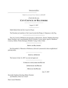 NINETEENTH DAY  T HIRD C OUNCILMANIC Y EAR - S ESSION OFJOURNAL CITY COUNCIL OF BALTIMORE