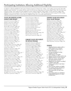 Participating Institutions Allowing Additional Eligibility In addition to allowing eligibility for their approved degree programs (as listed in this catalog), certain colleges and universities allow RSP eligibility under