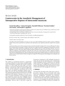 Controversies in the Anesthetic Management of Intraoperative Rupture of Intracranial Aneurysm