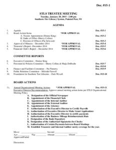 Doc. #15-1 STLS TRUSTEE MEETING Tuesday, January 20, :00 pm Southern Tier Library System, Painted Post, NY  AGENDA