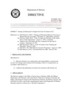 DoD Directive, December 8, 2000; Certified Current as of November 21, 2003