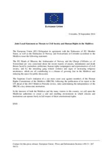 [removed]Joint Local Statement on Threats to Civil Society and Human Rights in the Maldives