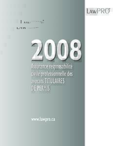 2008 Assurance responsabilité civile professionnelle des avocats TITULAIRES DE PERMIS