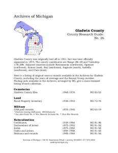 Archives of Michigan  Gladwin County County Research Guide: No. 26