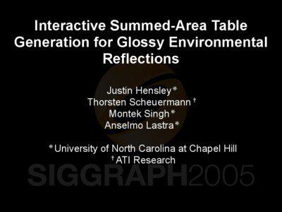 Interactive Summed-Area Table Generation for Glossy Environmental Reflections